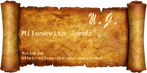Milosevits Jenő névjegykártya