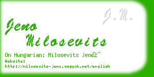 jeno milosevits business card